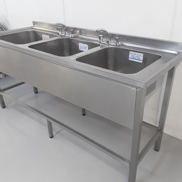 Commercial three bowl sink