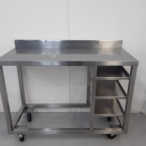 Stainless steel table with three shelves