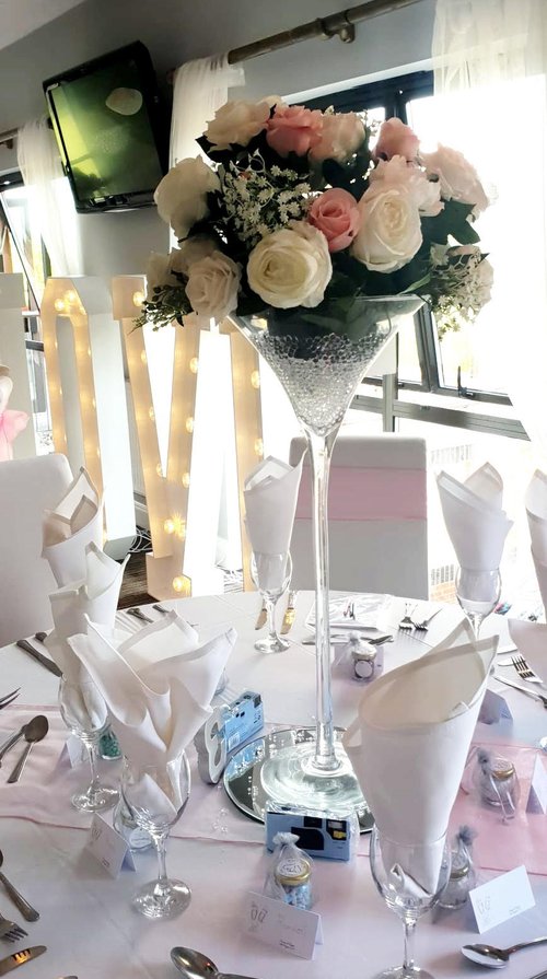 Large Martini Vase With Florals Table Centrepiece Large Martini Vase With Florals Table Centrepiece
