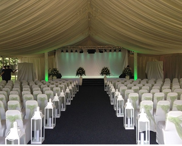 Framed marquee with Ivory pleated lining for sale