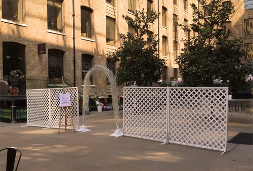 White lattice trellis