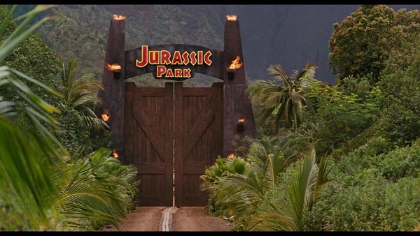 The Jurassic Park (1993) main gate