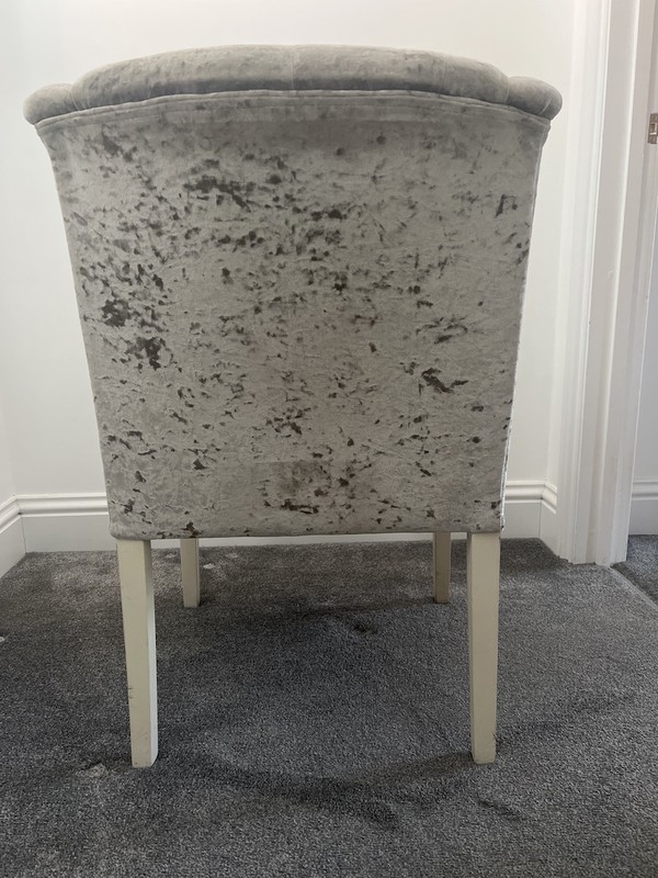 Crushed grey velvet chairs for sale