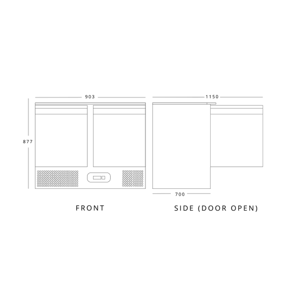 Bench fridge dimensions