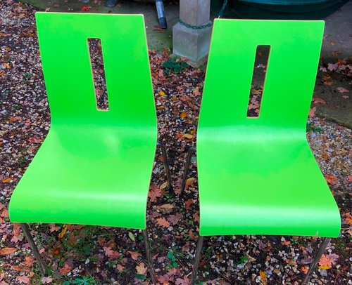 Green plywood cafe chairs Green plywood cafe chairs