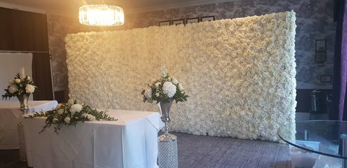 Cream rose wedding flower wall Cream rose wedding flower wall