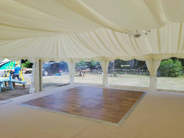 Ivory pleated lining and dance floor