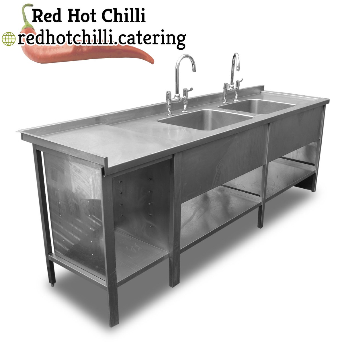 Secondhand Catering Equipment Double Sinks 2.6m Double Stainless