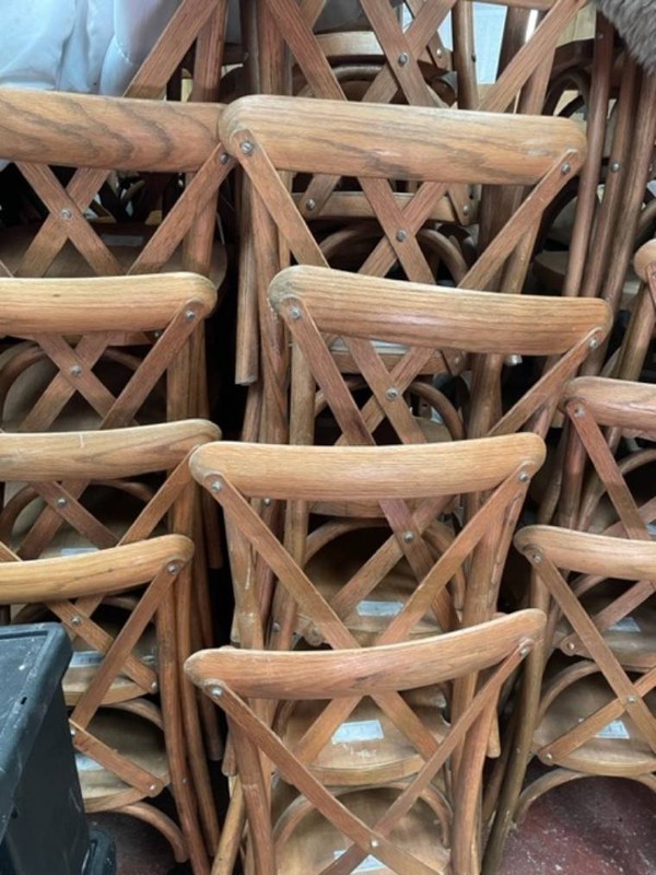 Ex Hire cross back chairs for sale