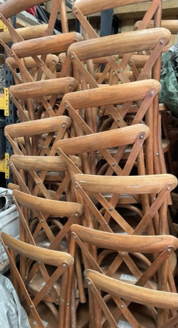 Oak cross backed banqueting chairs for sale