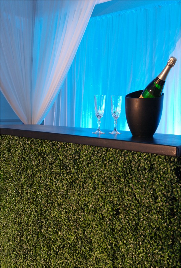 Bar unit decorated with hedge panels
