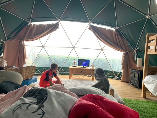 Family camping glamping dome