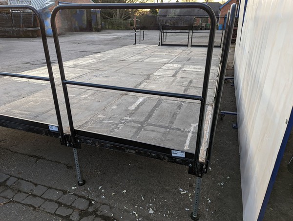 Stage decks with hand rails and steps