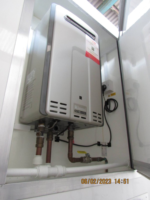 LPG hot water heater - shower trailer
