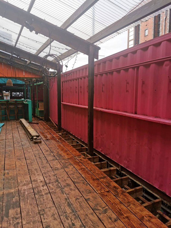 Container bar used in a city centre  pop up