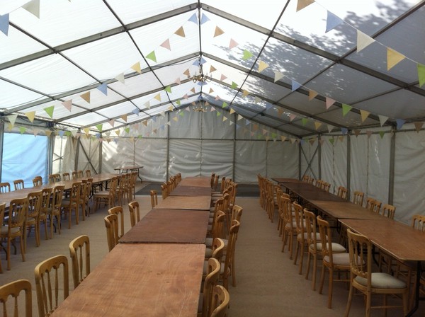 9m x 24m Custom Covers Roder Marquee, Ivory Pleated Linings