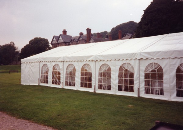 9m x 24m Custom Covers Roder Marquee, Ivory Pleated Linings For Sale