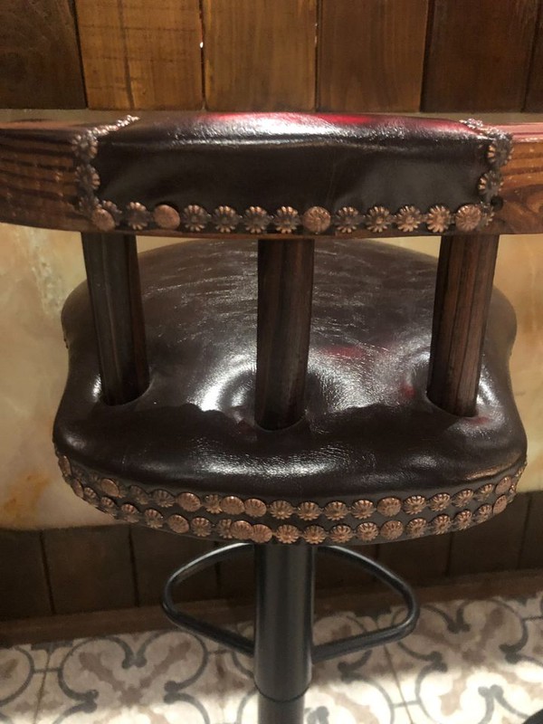 Brown Leather Studded Bar Stools
