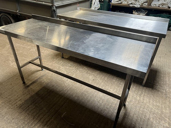 2x 1.8m Stainless Steel Tables For Sale
