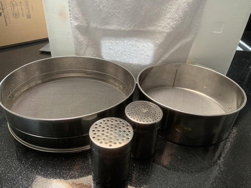 Buy 2 Stainless Steel Sieves & 2 Stainless Steel Sugar / Flour Shakers Buy 2 Stainless Steel Sieves & 2 Stainless Steel Sugar / Flour Shakers