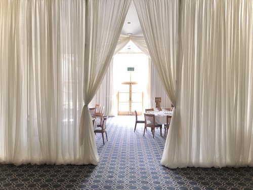 39x Wall Drapes 4.0m drop in Champagne White Voile 39x Wall Drapes 4.0m drop in Champagne White Voile