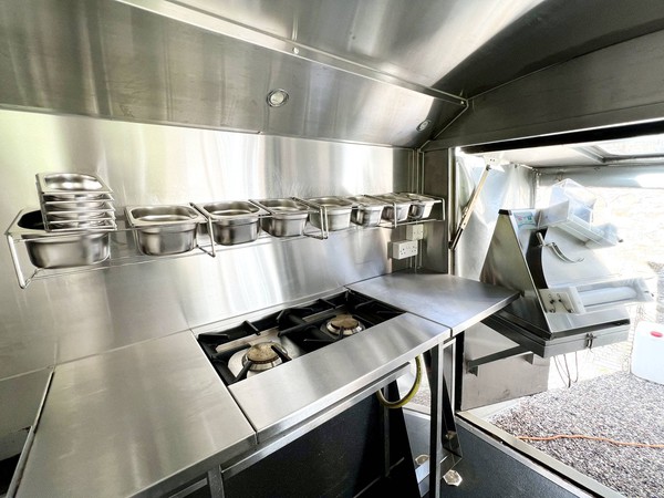 Stainless steel pizza prep area