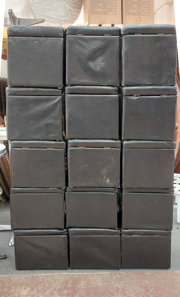 Black Leather Cubes / Stools for sale