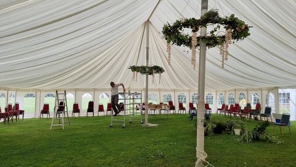 Traditional marquee with Ivory pleated lining