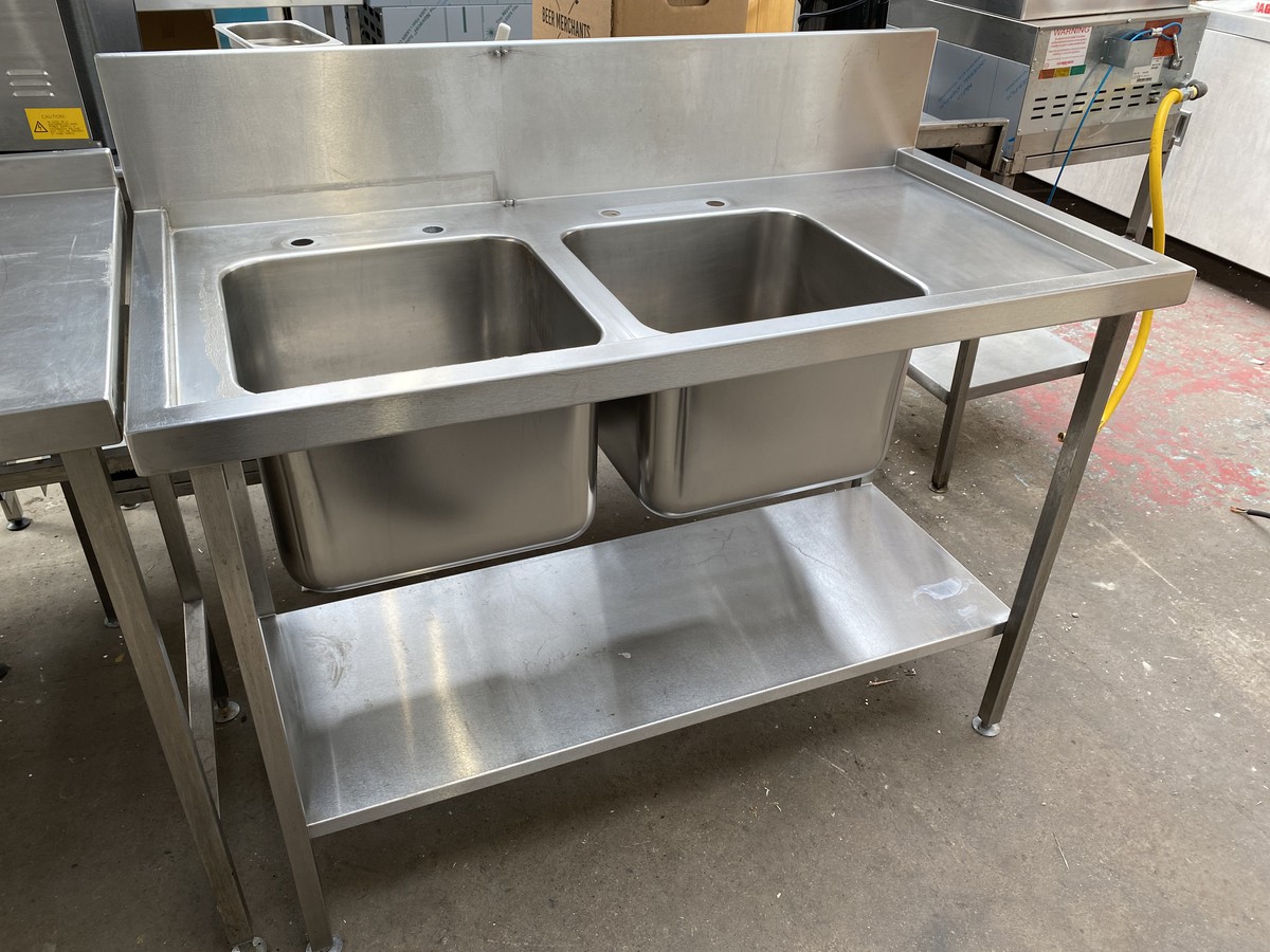 Secondhand Catering Equipment | Double Sinks | 1.3m Double Bowl Sink ...