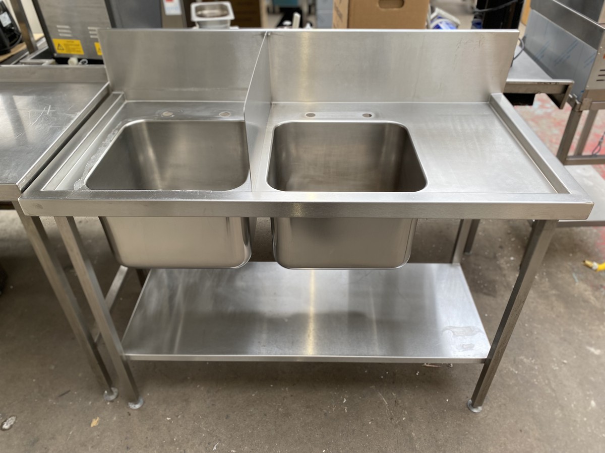 Secondhand Catering Equipment Double Sinks 1.3m Double Bowl Sink