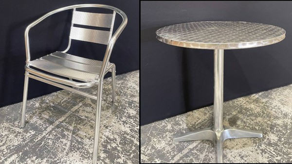Aluminium cafe tables and chairs