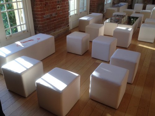 Cream Furniture Cube Faux Leather Seating Cream Furniture Cube Faux Leather Seating