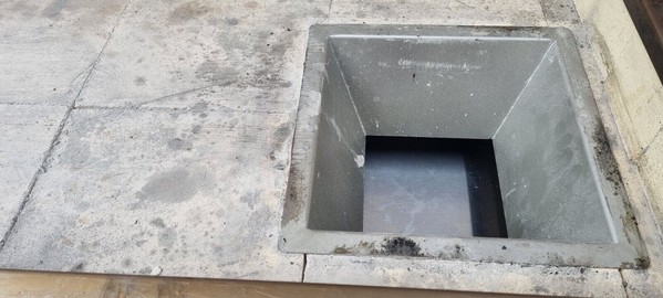 charcoal trough and chute.