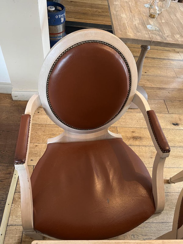 Italian leather restaurant carver chairs for sale