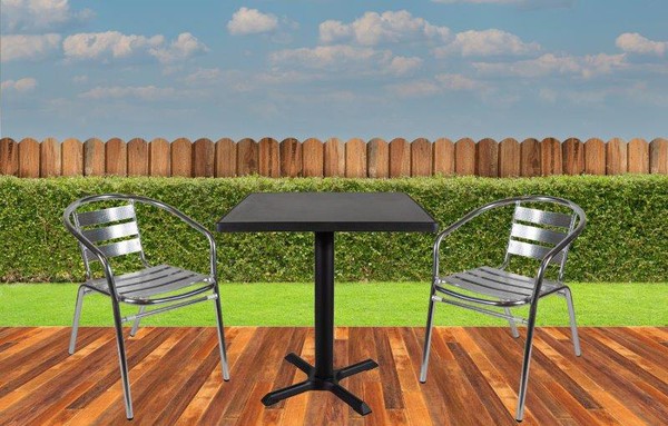 Grey Square Outdoor All weather table with metal chairs