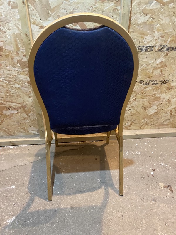Blue and Gilt Round Back Banquet Chair