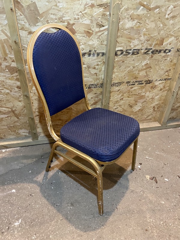 Blue and Gold Round Back Banqueting Chair
