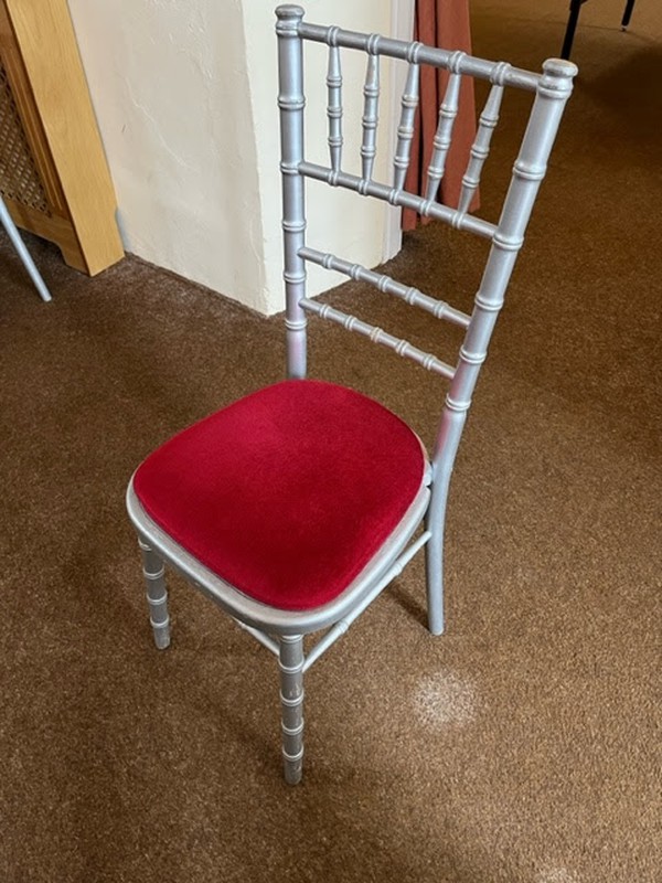 Chiavari stacking chairs in silver