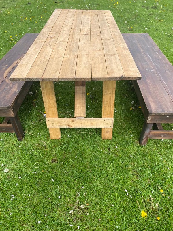 Trestle tables and benches