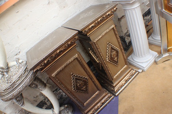 Square Pillars in an antique gold finish