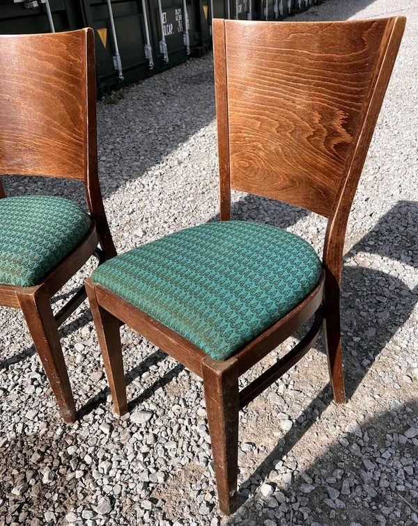 Buy Used Wooden Chairs with Green Upholstered Seat