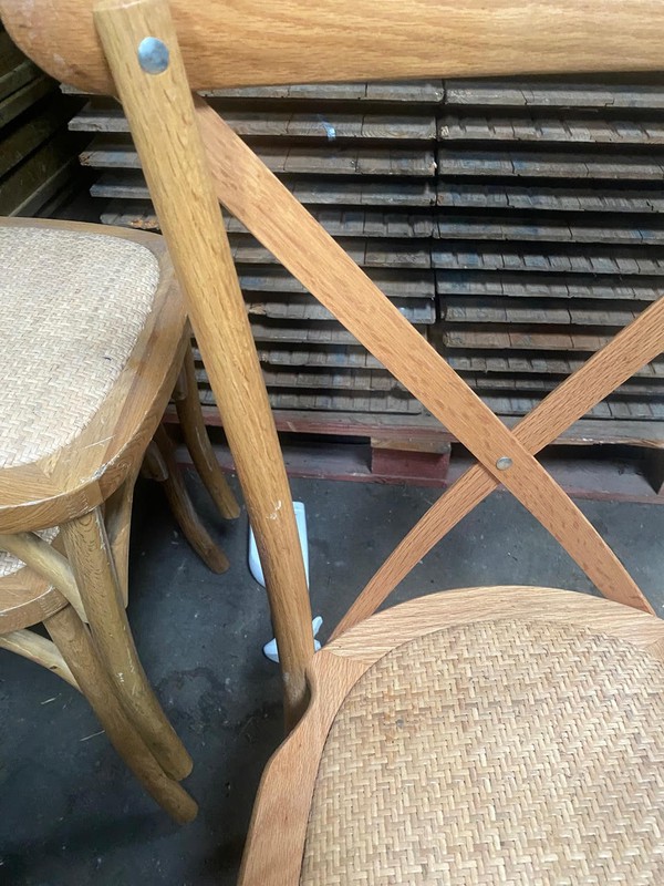 Secondhand Oak Cross Back Chairs For Sale
