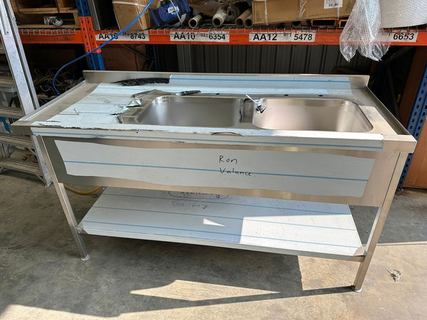 New Stainless Steel Double Sink Left Hand Drainer For Sale
