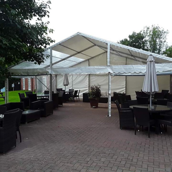 Secondhand 9m x 15m Clearspan Tectonics Custom Covers Marquee