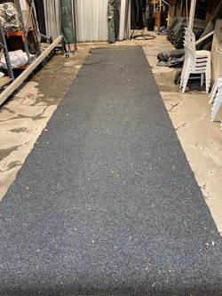 Secondhand 12m x 2m Studback Charcaol Grey Carpet For Sale
