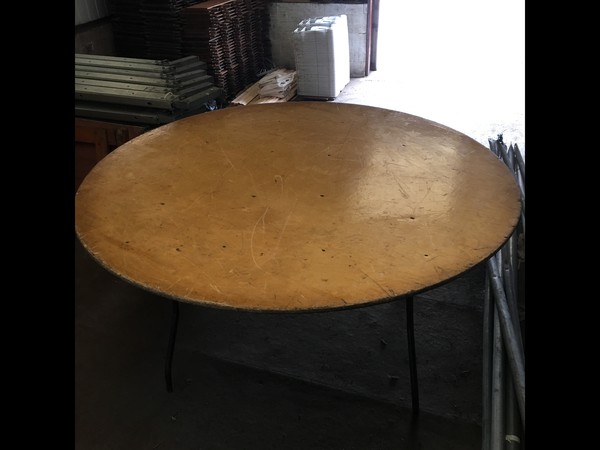 5Ft round tables with wishbone legs