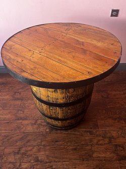 Secondhand Oak Vintage Whiskey Barrel Bar Tables Poser Tables For Sale