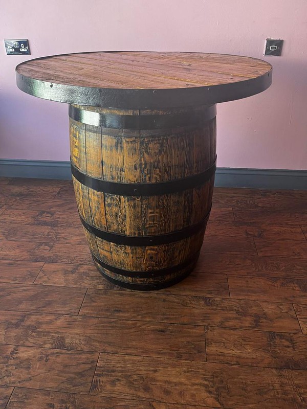 Oak Vintage Whiskey Barrel Bar Tables Poser Tables For Sale