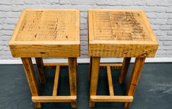 Secondhand Reclaimed Wood Bar Poseur Stools For Sale