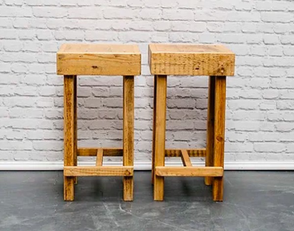 Reclaimed Wood Bar Poseur Stools For Sale
